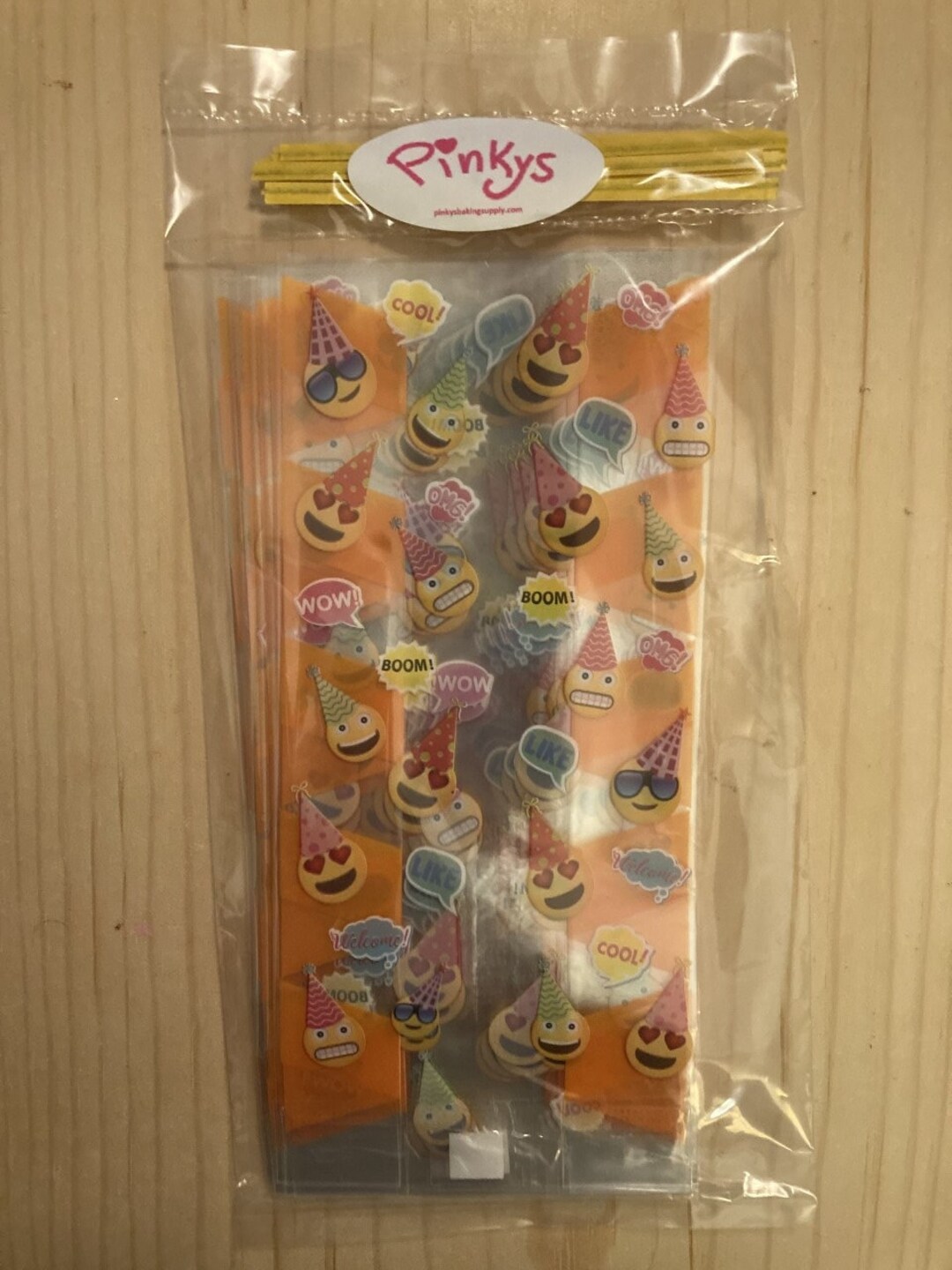 Emoji Cello Treat Bag Yellow Smiley Face Print Cellophane Etsy