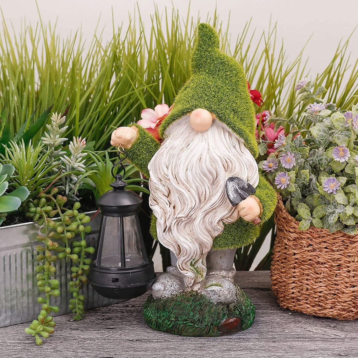Garden Gnome Ornaments Solar Energy Luminous Gnome Outdoor Etsy