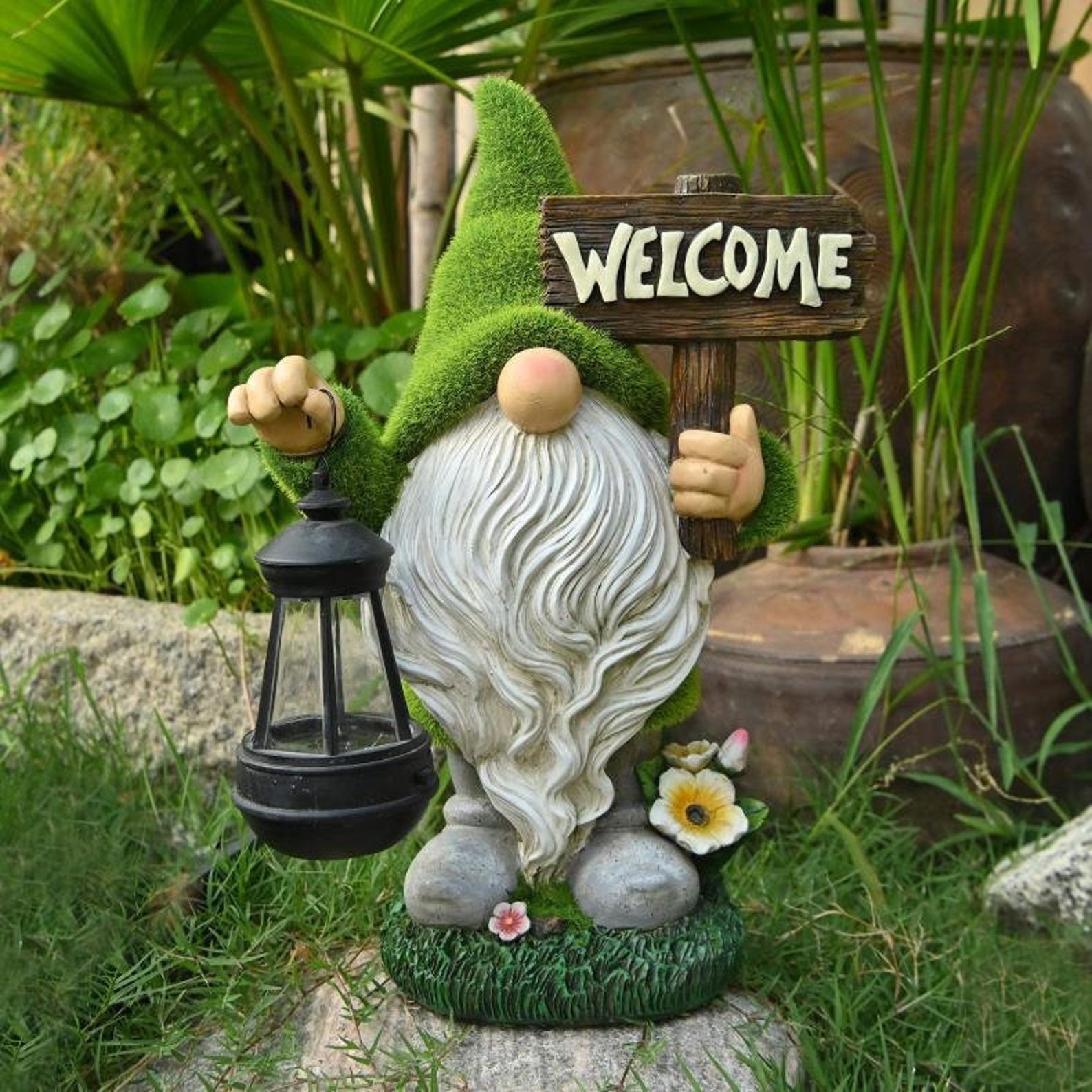 Outdoor Solar Garden Resin Ornaments Dwarf Resin Crafts Etsy