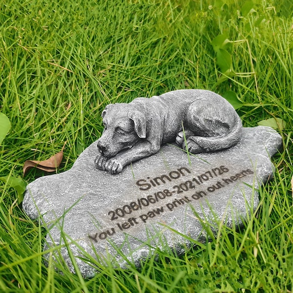 Custom Dog Memorial Stone Personalized Dog Grave Marker Engraved Pet Headstone Handmade Angel Dog Tombstone Pet Loss Gift for Dog