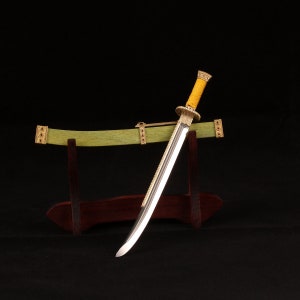 Miniature 1:6 Qianlong Dayue Knife Silver Gemstone M390 Steel  Unedged