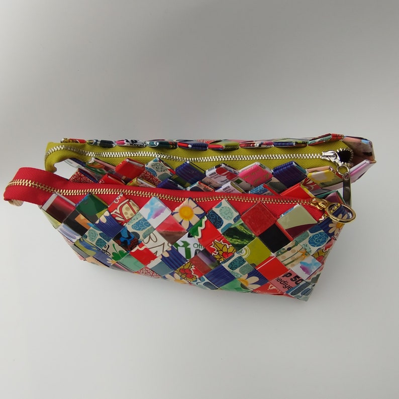 Sac à main multicolore, sac pour femme Nahui Ollin, pochette unique pour magazine, technique de pliage pour bonbons image 9