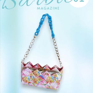 Bolsa tipo carteira com padrão Barbie: Design reciclado estiloso, zíperes duplos, bolsa feminina - presente perfeito para meninas e mulheres! Bolsa para fãs da Barbie