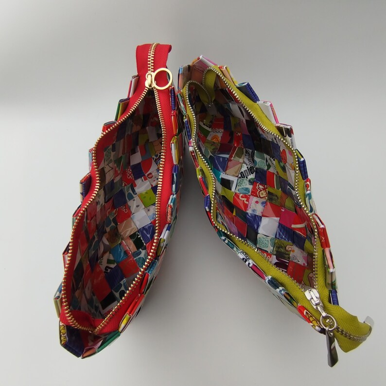 Sac à main multicolore, sac pour femme Nahui Ollin, pochette unique pour magazine, technique de pliage pour bonbons image 8