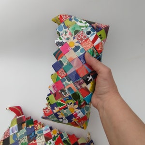 Sac à main multicolore, sac pour femme Nahui Ollin, pochette unique pour magazine, technique de pliage pour bonbons image 3