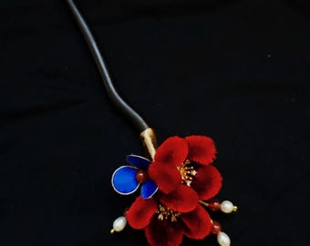 Handmade Silk Flower Ronghua Hair Pin