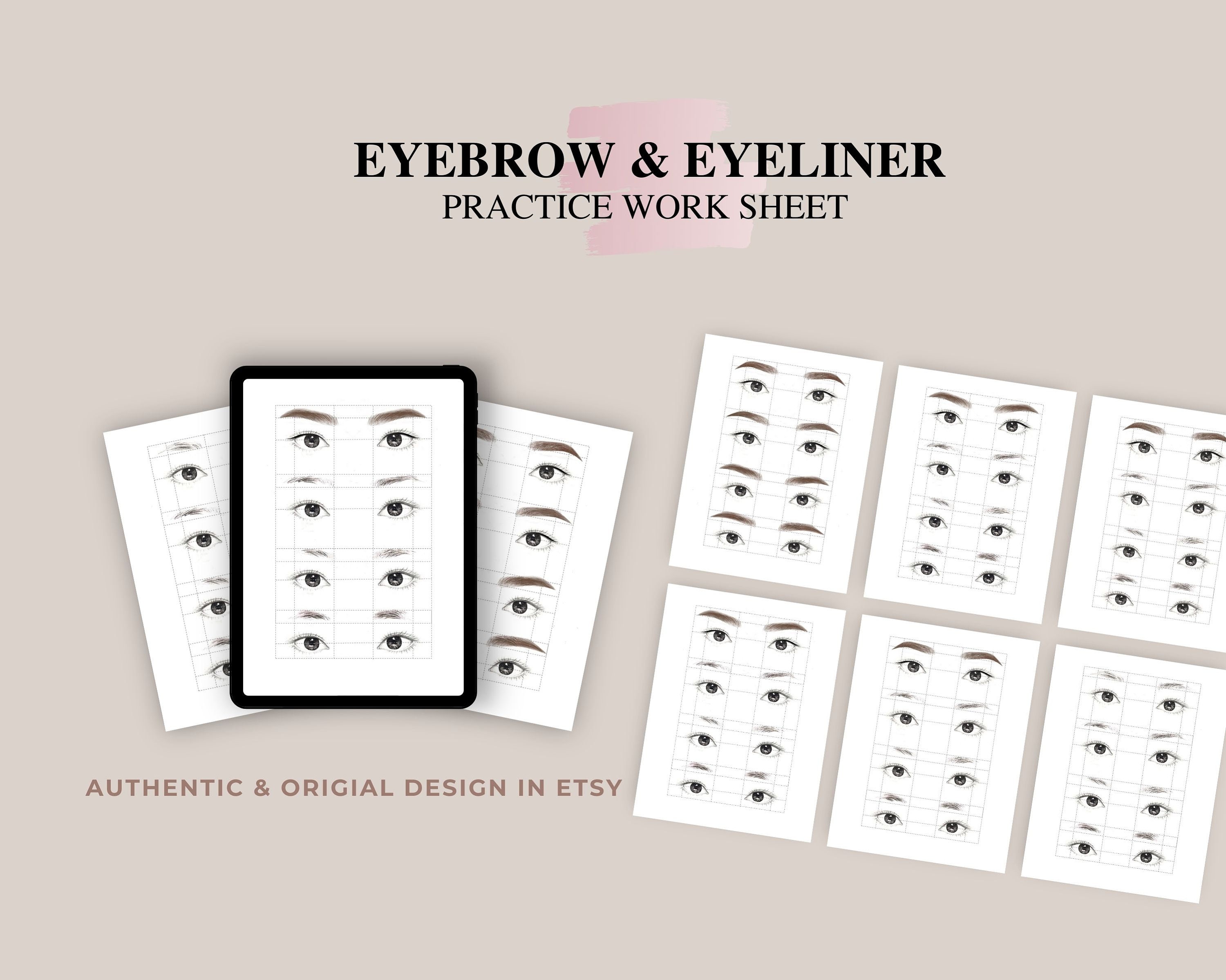 Eyebrow Worksheet for Permanent Makeup Eyeliner Worksheet for - Etsy
