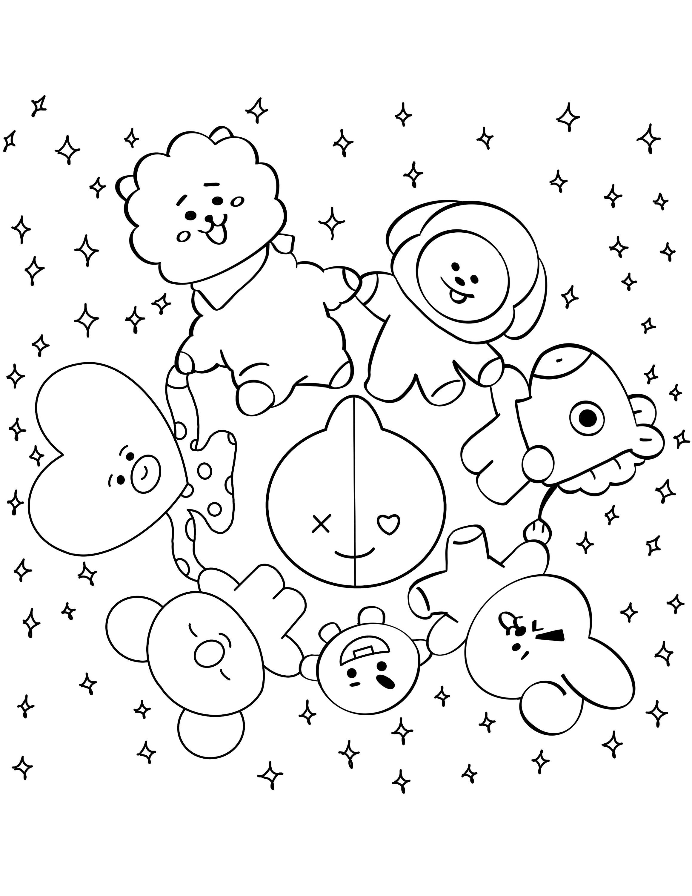 500  Coloring Pages Bt21  Free