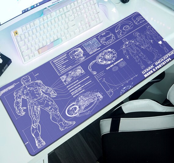 Iron Man Desk Mat Stark Industries Mark 6 Avengers Mousepad Etsy