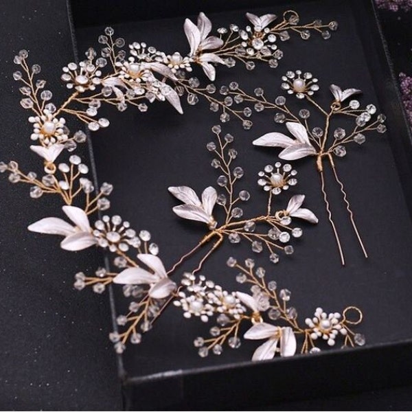 Wedding Bridal Hair Vine, Hair Jewelry, Wedding Hair Pins, Leaves, Vine, Wedding Hair Accessory, Bridal Hair Piece and Headpiece