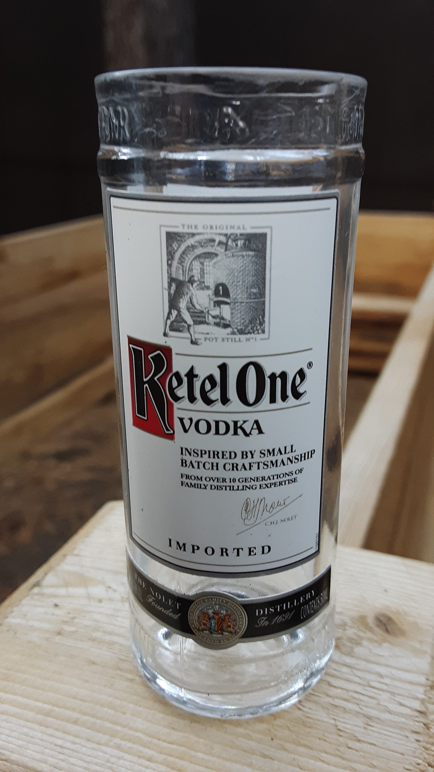 Ketel One Vodka Shot Glass Made From Recycled Mini Bottle Etsy