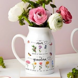 Custom Grandma's Garden Plant Pot, Custom Grandmas Garden Flower Vase, Grandma and Grandkids Flower Pot, Gift for Grandma, Mother's Day Gift
