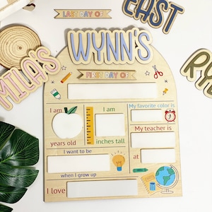 Letrero intercambiable para primer y último día de clases, letrero personalizado para el primer día de regreso a clases, tablero escolar de madera personalizado, regalo para estudiantes.