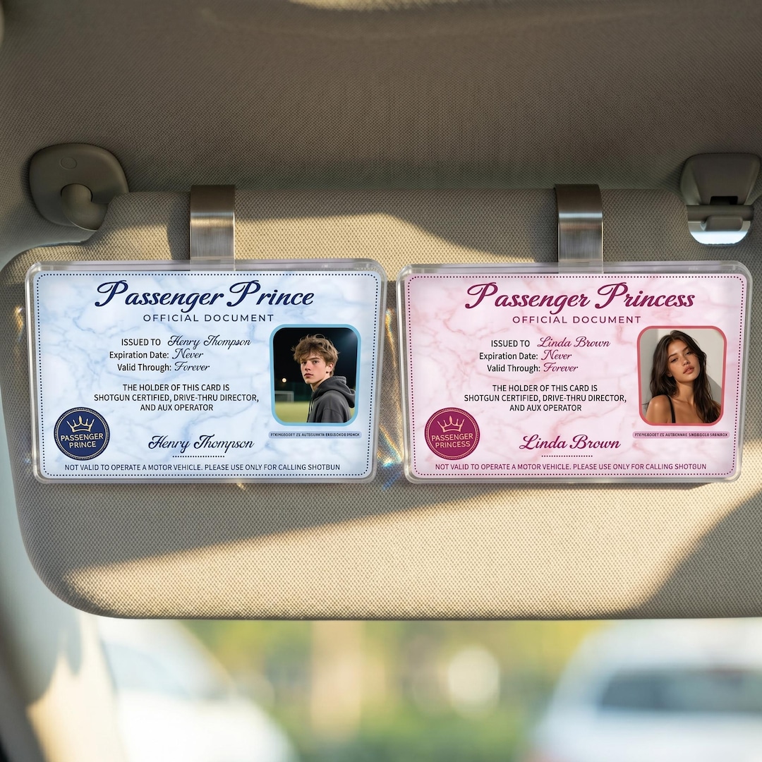 Custom Passenger Princess ID | Funny Prince Visor Clip