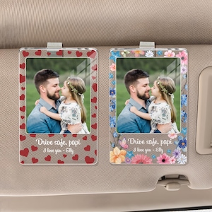 Personalized Sun Visor Picture Clip, Custom Photo Car Visor Clip, Dad Photo Visor Clip, Father&#39;s Day Gift, Gift for Dad from Son, Dad Gift