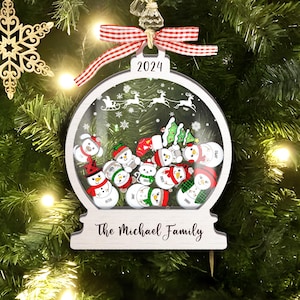 Addobbo natalizio personalizzato per la famiglia con pupazzo di neve Keepshaker 2024, addobbo natalizio personalizzato con pupazzo di neve, addobbo per albero di Natale, regalo di Natale per la famiglia