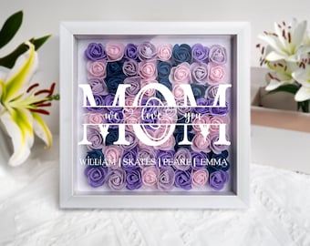 Personalized Flower Shadow box, Mothers Day Gifts For Grandma, Birthday Gifts For Mom, Grandma, Nana, Custom Frame Gift for Mother's Day