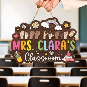Gepersonaliseerde 3D deurhanger leraar, naambord leraar, deurhanger klas, decor klas, terug naar school cadeau, teken aangepaste leraar