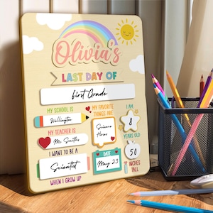 Letrero intercambiable para primer y último día de clases, letrero personalizado para el primer día de regreso a clases, tablero escolar de madera personalizado, regalo para estudiantes.
