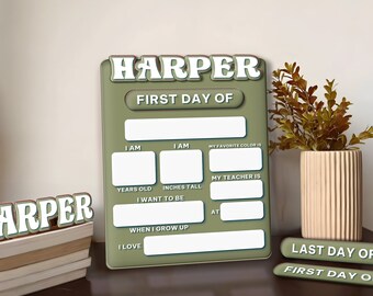 Acrylic First Day of School Sign, Personalized School Sign, Back to School Photo Prop, Custom First & Last Day School Board, First Day Signs