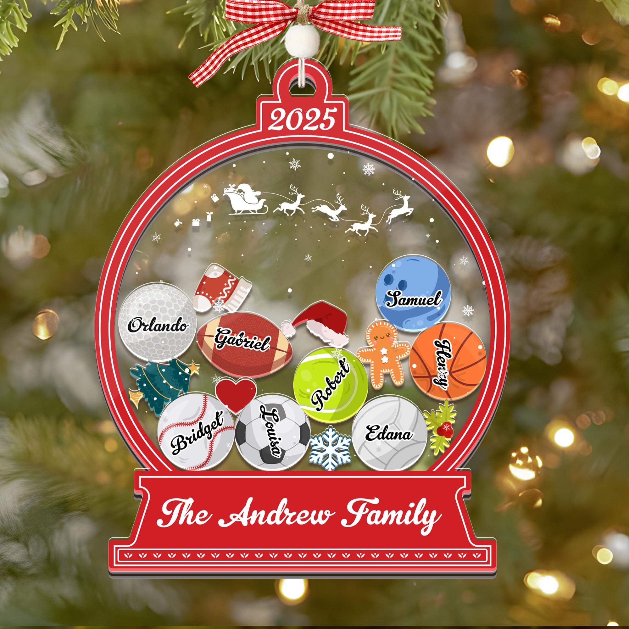 Custom Sport Shaker Ornament Team, Custom Multiple Sports