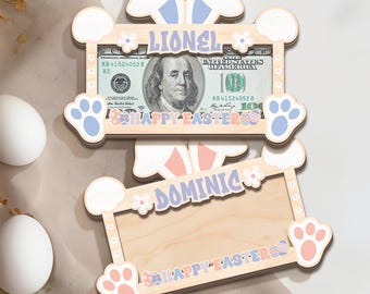 Custom Easter Bunny Money Holder Gift, Easter Money Holder, Easter Basket Stuffers, Easter Cash Holder Gifts for Kids, Bunny Money Holder
