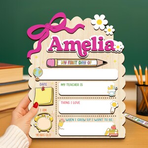 Letrero personalizado para el primer día de clases, letrero de regreso a clases, letrero reutilizable para el primer día de clases de jardín de infantes, letrero personalizado para el primer día de clases.