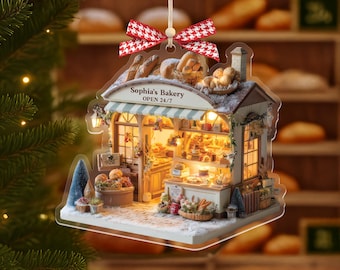 Personalized Bakery Christmas Ornament 2025, Custom Name Bakery Shop Ornament, Holiday Gift for Bakers, Cozy Kitchen Christmas Decoration