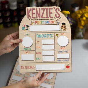 Letrero para primer y último día de clases, nombre personalizado, tablero de regreso a clases, letrero reutilizable para regreso a clases, primer día de clases de 2024, regalo de madera.