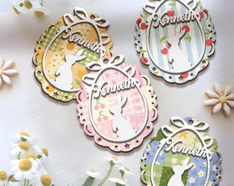 Personalized Bunny Tag, Easter Basket Tags, Bunny Tags, Name Tags Easter Basket Custom Name, Tags Easter Decor, Easter Gift Kids Easter Day.