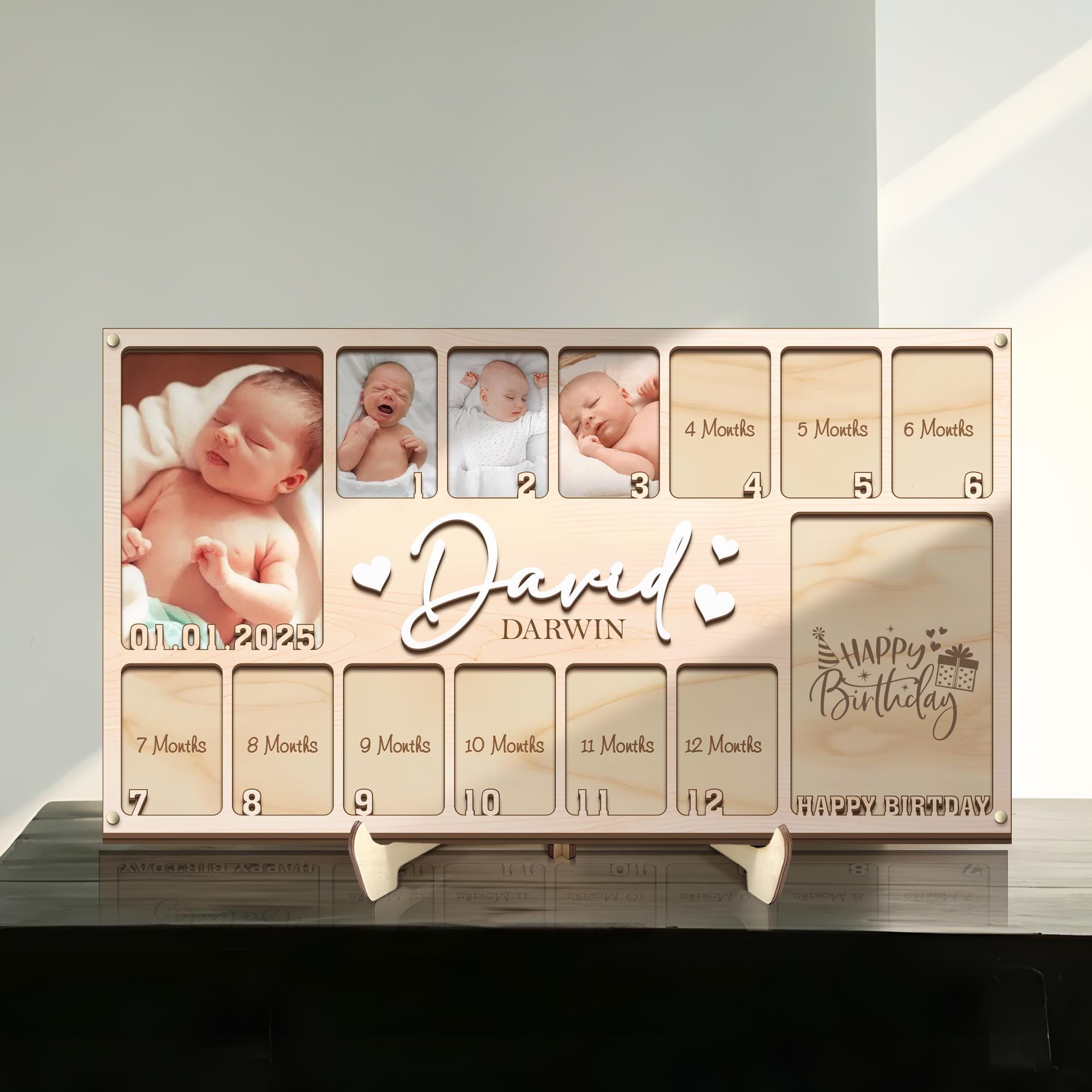 Baby First Year Picture Frame, Personalized Baby Photo Frame, Photo ...