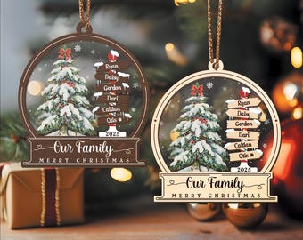 Custom Family Name Christmas Tree Ornament, Personalized Family Name Ornament, Christmas Family Ornament Gifts, Christmas Tree Decoration