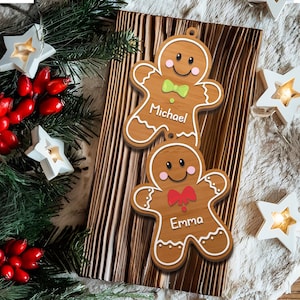 Personalized Gingerbread ornament, X-mas Stocking tag, Custom name Gingerbread Family Ornament Gift, Family Christmas Ornament, Gingerbread.