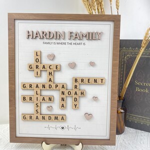 Personalized Scrabble Puzzle Sign, Grandkids Crossword Scrabble Wooden Sign, Custom Family Name, Grandparents Christmas Gift, Last Name Sign