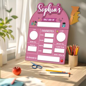 Letrero acrílico personalizado para primer día de clases, último día, tablero de hitos, regreso a clases, accesorio fotográfico para niños, borrado en seco, letrero intercambiable