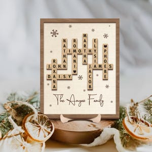 Letrero con nombre de familia personalizado, impresión de mosaico con letras familiares personalizadas, impresión de crucigramas y Scrabble, rompecabezas con nombre, letrero con apellido, regalo para el mejor amigo