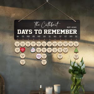Personalized Family Birthday Calendar – Custom Wooden Days to Remember Sign – Anniversary & Celebration Tracker, Wall Hanging Reminder Board