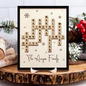 Letrero con nombre de familia personalizado, impresión de mosaico con letras familiares personalizadas, impresión de crucigramas y Scrabble, rompecabezas con nombre, letrero con apellido, regalo para el mejor amigo