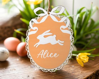 Scalloped Bunny Tag, Easter Basket Tags, Bunny Tags, Name Tags Easter Basket Custom Name, Tags Easter Decor, Easter Gifts Kids Easter Day.