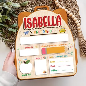 Letrero personalizado para el primer día de clases, letrero para el último día de clases, letrero con nombre personalizado, letrero de borrado en seco para el regreso a clases en preescolar, tablero para el primer día de clases