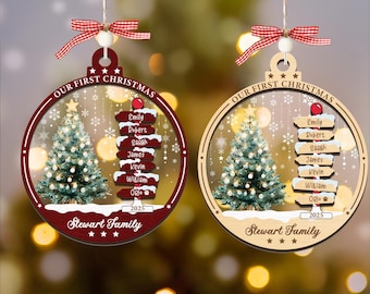 Family Name Custom Christmas Tree Ornament, Personalized Family Name Ornament, Christmas Family Name Ornament, Christmas Tree Decoration