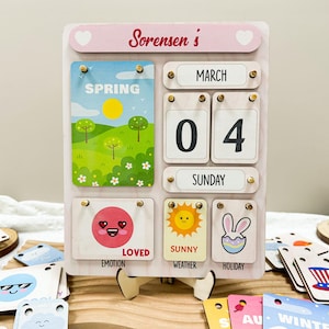 Montessorikalender voor kinderen, maanden en dagen van de week, leerkalender voor kinderen, houten verjaardagscadeau, leerhulpmiddel thuisschoolplanner.