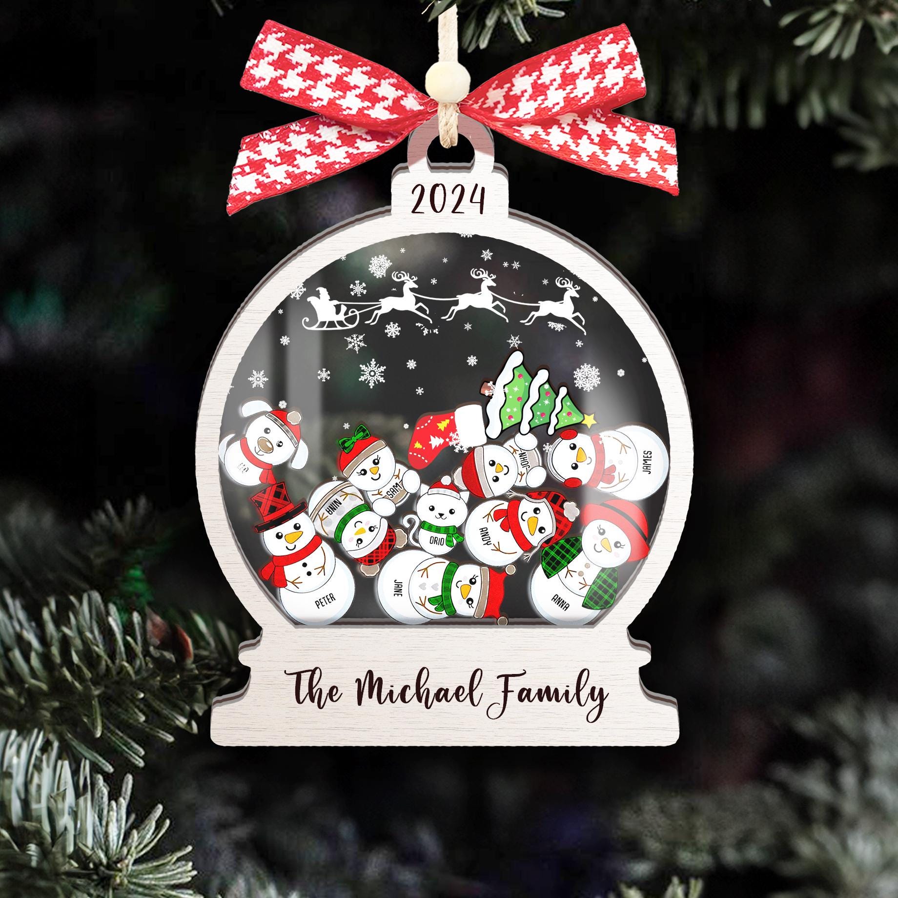 Personalized Snowman Family Christmas Ornament 2024, Family Snowman ...
