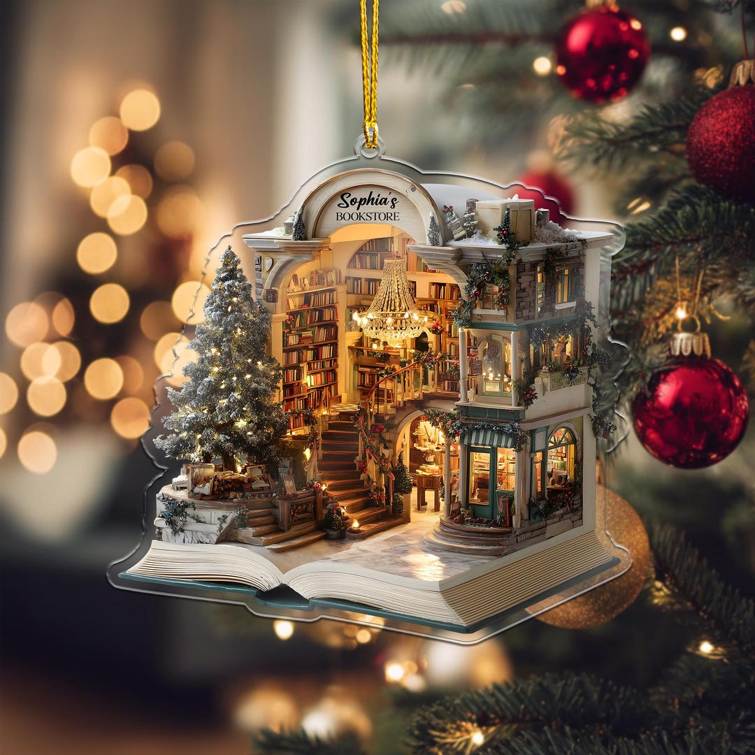 Personalized Bookstore Ornament 2025, Custom Book Lover Christmas ...