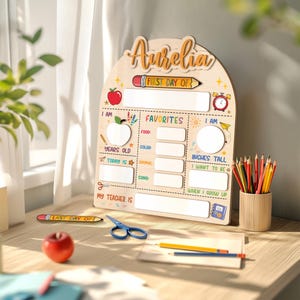 Letrero personalizado para el primer y último día de clases, tablero para el último día de clases, letrero de madera personalizado para el regreso a clases, obsequios para niños, accesorio preescolar.