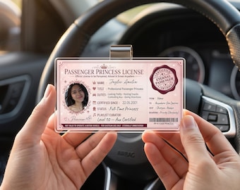 Custom Passenger Princess License | Personalized Car Accessory | Funny Girlfriend Photo Gift | Acrylic Visor Clip | Auto Interior Decor