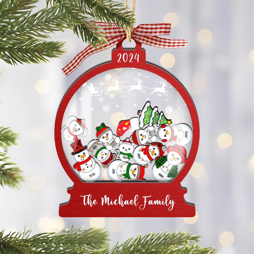 Personalized Snowman Family Christmas Ornament 2024, Family Snowman ...