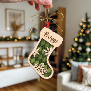 Personalisierte Familie Weihnachtsbaum Ornament, benutzerdefinierte hölzerne Familienname Weihnachten Ornament, Weihnachtsdekor, Urlaub Ornament, Weihnachtsbaum Decor