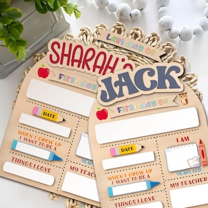 Letrero personalizado para el primer día de clases, letrero para la vuelta al cole, letrero para el primer día de clases en el jardín de infancia, letrero para el primer y último día de clases como accesorio fotográfico