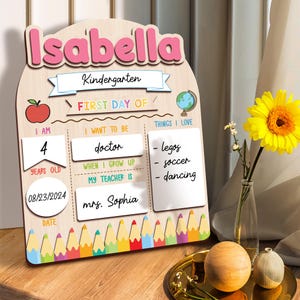 Letrero intercambiable para primer y último día de clases, letrero personalizado para el primer día de regreso a clases, tablero escolar de madera personalizado, regalo para estudiantes.